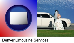 a white wedding limousine in Denver, CO