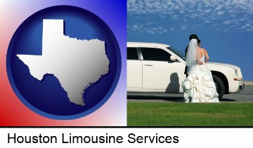 a white wedding limousine in Houston, TX