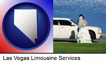 a white wedding limousine in Las Vegas, NV