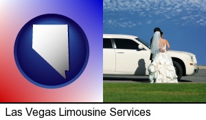 Las Vegas, Nevada - a white wedding limousine