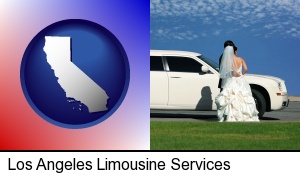 Los Angeles, California - a white wedding limousine