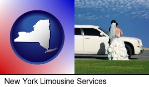 New York, New York - a white wedding limousine
