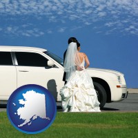 alaska map icon and a white wedding limousine