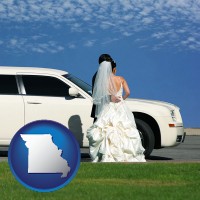missouri map icon and a white wedding limousine