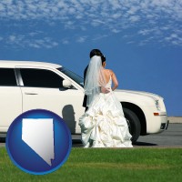 nevada map icon and a white wedding limousine