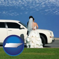 tennessee map icon and a white wedding limousine