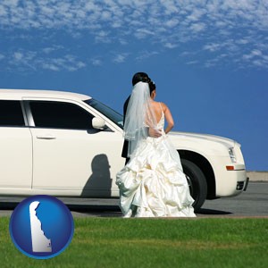 a white wedding limousine - with Delaware icon