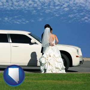 a white wedding limousine - with Nevada icon