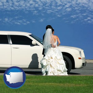 a white wedding limousine - with Washington icon