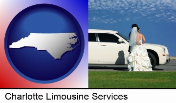 a white wedding limousine in Charlotte, NC